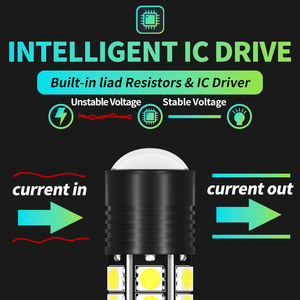 หลอดไฟรถยนต์ W5W T10 8 SMD LED พร้อมเลนส์แบบ Eagle Eye Spot รุ่น 194 168 501 7 สี DC 12V - Product Image 3