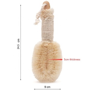 Cepillo exfoliante corporal seco de cerdas de Sisal de madera, cepillos depuradores de masaje corporal para ducha de baño para adultos - Product Image 4