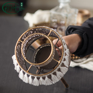 Moroccan Style Wrought Iron Candle <b>Holder</b> With Tassels Home Decoration For Christmas - Product Image 1