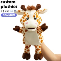 Marionnette girafe réaliste en peluche tachetée pour l'interaction parent-enfant, idéale pour les tout-petits et les enfants d'âge préscolaire