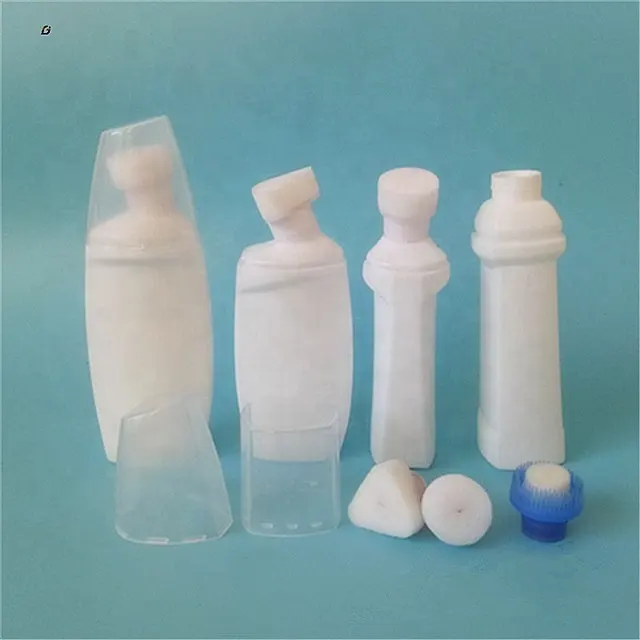 Garrafa de plástico vazia para polir sapato com aplicador de esponja