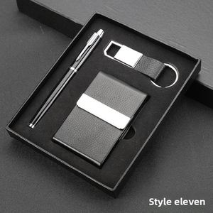 Wholesale Geometry Business <b>Gift</b> <b>Set</b> Stainless Steel Business Card Holder Metal Keychain Stylish Personalized Signature Pen <b>Set</b> - Product Image 2