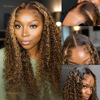 Perruque en cheveux humains ombrés 250% Highlight, perruques lace front en gros, perruques full lace sans colle pré-épilées, lace frontale bouclée colorée 13x6