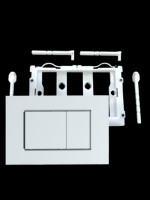 ABS-001-WHITE Plaque de chasse d'eau carrée à double bouton-poussoir pour réservoir de toilettes, design moderne et écologique pour les réservoirs de toilettes de salle de bain