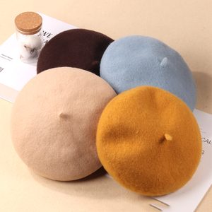 2025 haute qualité classique couleur Vintage personnalisé Boina chapeau <span class=keywords><strong>luxe</strong></span> Simple mode dames laine <span class=keywords><strong>béret</strong></span> pour femmes français - Product Image 3