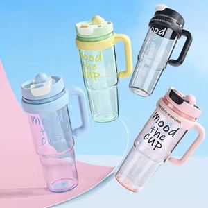 2025 New Summer 900ml Eco-Friendly Reusable Plastic Car Water <b>Bottle</b> with Handle Cute Cartoon Design for All - Product Image 1