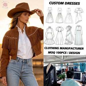 <b>Women</b> Western Cowgirl Fringe <b>Zip</b> <b>Up</b> Cropped <b>Jacket</b> Trendy Street Outerwear For Holiday Vacation Party Dating Daily Outer Garment - Product Image 1