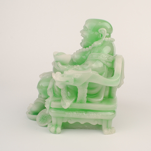 Estatua de Buda Sonriente <span class=keywords><strong>Maitreya</strong></span>, Hecha a Mano, de Resina Roja Antigua, Pintada Artísticamente, Sentado en un Trono, Escultura Budista, Feng Shui - Product Image 3