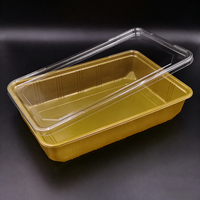 Boîte d'emballage en blister PET avec base dorée et couvercle transparent, plateau en plastique jetable pour l'emballage de biscuits, bonbons, en-cas, chocolat