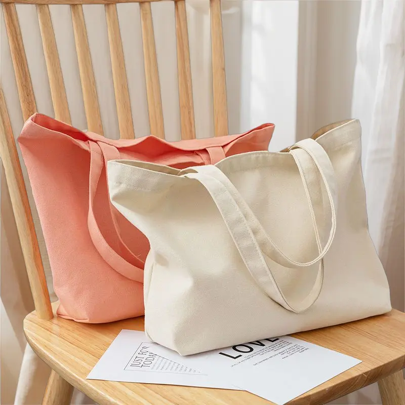 Wholesale Bolsas De Tela De Colores College Plain Reusable Grocery Shopping Cloth Bag Cotton Canvas Totes Bags With Pocket