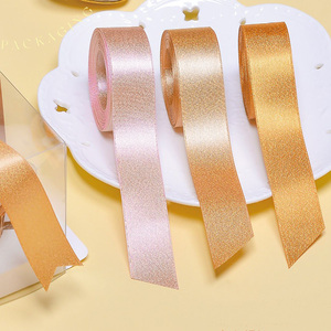 Penjualan Panas Pita Satin Metalik Emas 2.2cm Dua Sisi untuk Pernikahan & Natal 100% Poliester 100 yard/gulungan - Product Image 1