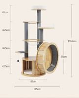 Arbre à chat durable avec roue d'exercice silencieuse, griffoir et hamac pour petites maisons