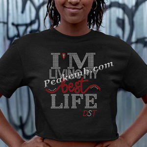 Custom Black History Rhinestone Transferencia de Calor Hierro en I Am Living My Best Life para Camisas Sudaderas con capucha - Product Image 2