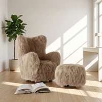 Fauteuil d'appoint moderne et relaxant, style mi-siècle, avec dossier échelle en bois massif, inclinable manuel et rembourré en mousse, pour salon, chambre et maison