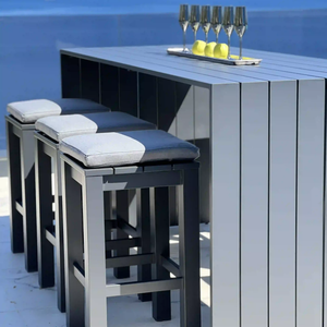 Modern 6 Seater Aluminium Bar Set <strong>Beer</strong> <strong>Table</strong> Set Outdoor Club Set Bar <strong>Table</strong> and High Stools - Product Image 3