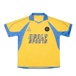 Maillots de football rétro personnalisés HEALY, t-shirts à col piping vintage personnalisés pour hommes, maillot de football jaune de haute qualité - Product Image 1