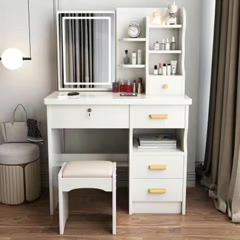 Meuble droit avec lampe blanc