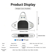 Adaptador USB 4 en 1 Portátil con Lector de Tarjetas, Universal para Tarjetas de Memoria SD y TF, para iPhone, Tablet, Cámara, Laptop, PC, Transferencia desde Escritorio