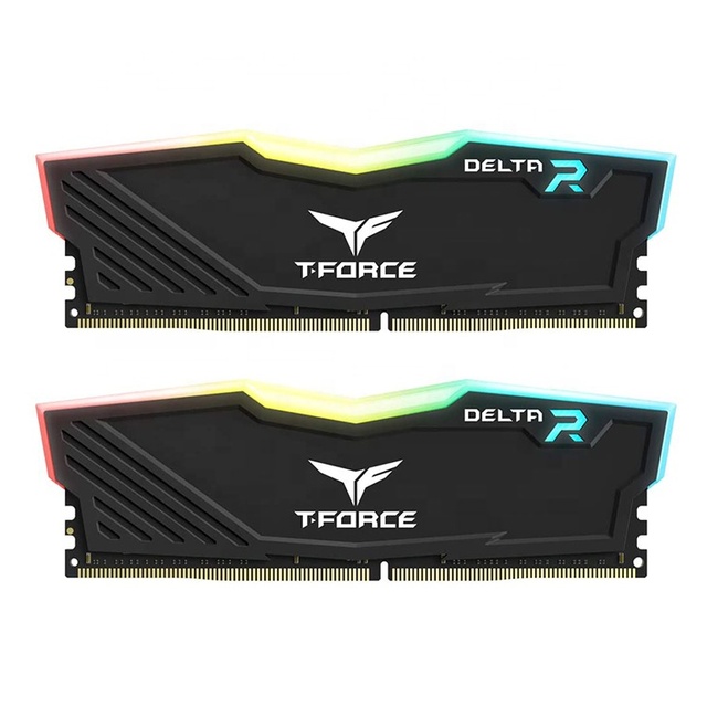 Used TEAMGROUP T-Force Delta RGB DDR4 16GB (2x8GB)3600MHz Desktop Gaming Memory Module RAM Black 16G RAM