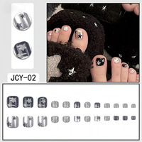 Lot de 24 faux ongles d'orteils Laisense à pression, couvrance totale, motif French Manucure et dégradé, en acrylique pré-dessiné