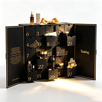 Calendrier de l'Avent de Noël personnalisé à double porte en matériaux recyclés pour les soins de la peau, boîte cadeau rigide avec fermeture magnétique