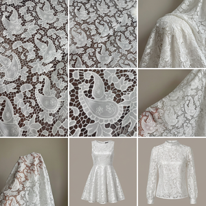 Tessuto <span class=keywords><strong>in</strong></span> Pizzo di Alta Qualità per Abiti da Sposa, <span class=keywords><strong>Tulle</strong></span> Ricamato Floreale Bianco <span class=keywords><strong>in</strong></span> Poliestere, Tessuto Ricamato a Tulipano - Product Image 1