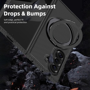 Funda de Teléfono de Lujo con Textura de Fibra de Carbono y Cuero PU para Samsung Fold 7 3 4 5 6 con Protección de 360° °   Funda Trasera Antigolpes con Anillo Magnético - Product Image 5