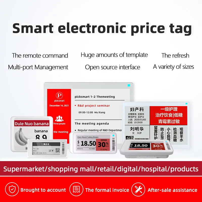 2.13 pouces supermarché e-paper numérique e-ink étagère étiquette de prix Esl étiquette électronique Kit de démonstration d'étiquettes de prix étiquette d'étagère électronique