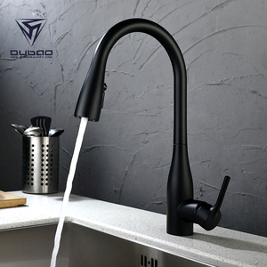 Rubinetto da cucina OUBAO monocomando nero opaco, miscelatore caldo/freddo con doccetta estraibile flessibile per <span class=keywords><strong>lavello</strong></span> - Product Image 2
