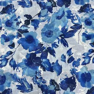 Tela de impresión digital floral grande azul de moda posterior 70gsm 100% gasa de seda compuesta de poliéster - Product Image 6