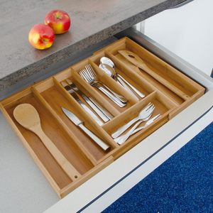 FSC Eco-Friendly Bamboo 7 Slot Expandable <strong>Drawer</strong> Organizer Dividers Adjustable Cutlery <strong>Tray</strong> for Jewelry Kitchen Utensils - Product Image 2