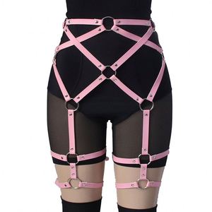 Ensemble de Lingerie Sexy Goth Punk pour femmes ceinture Bondage harnais en cuir érotique haut court Cage corporelle avec porte-jarretelles - Product Image 5
