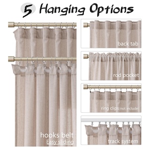 Cortina de <span class=keywords><strong>ventana</strong></span> semitransparente bohemia de granja moderna neutra, cortinas largas para puerta <span class=keywords><strong>corredera</strong></span> para sala de estar con función de filtrado de luz - Product Image 6