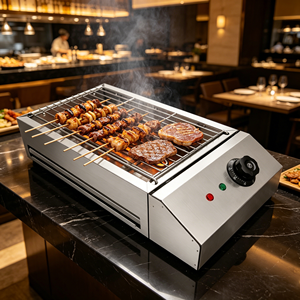 Heavy Duty Commercial <b>Smokeless</b> Electric <b>BBQ</b> Grill 2800W Fast Heating Low Smoke Electric Roasting Machine For Seafood Restaurant - Product Image 4