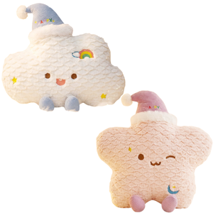 Ensemble de jouets en peluche assortis de la série Ciel, poupées en peluche nuage arc-en-ciel, lune, étoile, soleil avec chapeau de nuit, cadeau en gros - Product Image 4