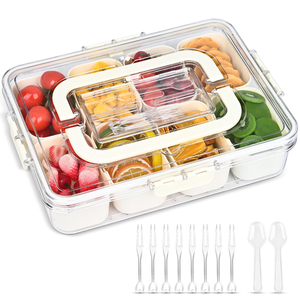 Reusable Portable 8 Grid <b>Clear</b> Plastic Snack Box <b>Container</b> Stackable Snackle Tray with Dividers for Food Storage & Serving - Product Image 1