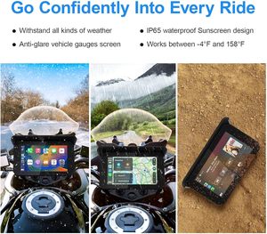 WiFi 1080P <strong>5</strong> Inch Portable GPS Navigation Waterproof Motorcycle Carplay/<strong>Android</strong> Auto <strong>Monitor</strong> DVR Camera Recording Wireless TPMS - Product Image 4