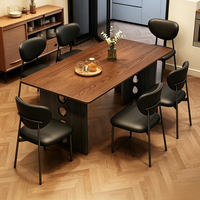 Ensemble table et chaises de salle à manger en bois massif de style rétro français, design moderne durable et écologique pour les petits appartements et les foyers