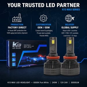 FSYLX K13 MAX Auto LED <span class=keywords><strong>Super</strong></span> ad alta potenza 240W 28000LM H1 H3 H4 H7 H11 9004 9005 9006 9007 9012 Auto fari a LED Para Auto H4 H1 - Product Image 6