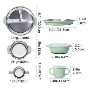 실리콘 흡입 식기와 아이 이중 벽 스테인레스 스틸 절연 그릇 식기 열 방지 인쇄 패턴 아기 그릇 - Product Image 2