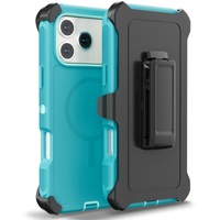 Coque de téléphone robuste magnétique PC+TPU avec clip ceinture noir pour iPhone 16 16e 15 17 Air Pro Max – Étuis de protection renforcés – Vente flash