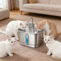 Fontaine à eau pour animaux de compagnie intelligente en acier inoxydable 3L, ultra-silencieuse, à circulation d'eau, avec batterie rechargeable, étanche IPx6, design moderne et écologique