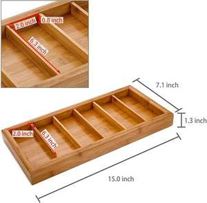Estuche de Almacenamiento para Gafas de Sol de Bambú con 6 Compartimentos, Bandeja Organizadora para Gafas de Escritorio, Joyería y Cubiertos, Estuche y Bolsa Multifuncional - Product Image 6