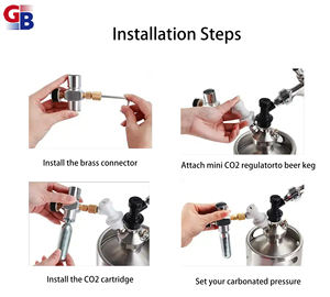 Corny Keg Beer CO2 Ladegerät, 0-60PSI Mini tragbarer CO2-Regler mit Kugel gas geschlossenen Schnell anschlüssen - Product Image 5