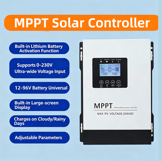 30A 60A 120A MPPT Solar Charge Controller 12V 24V 36V 48V 60V 72V 84V 96V Optional Max PV 230V Input for Solar Energy System