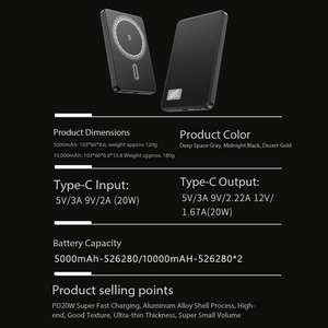 Batterie Externe Magnétique Portable Mini 5000mAh PD 20W à Charge Rapide – <span class=keywords><strong>Prix</strong></span> Usine – Vente en Gros - Product Image 4