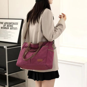 Bolso de Lona de Gran Capacidad para Mujer, Estilo Casual, con Cierre y Correa Simple, para Llevar al Hombro o Cruzado - Product Image 5