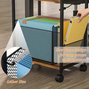 Custom 5 Tier Rolling File Cart Home <b>Utility</b> Organizer with Pen Holder for Office School & Home Use for Food Beverages & Tools - Product Image 4