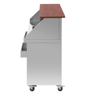 Commercial Stainless Steel Mobile <b>Bar</b> Counter with Sink and Wood Top Restaurant Kitchen Equipment Commercial Kitchen Appliances - Product Image 2