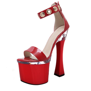 18cmゴシックフルギフトコスチュームフェティッシュシューズポールダンサーシューズクラブダンサーストリッパーナイトクラブプラットフォームファンズクロスドレッシングシューズ - Product Image 1